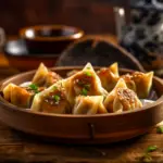 vegan dumplings in a dish