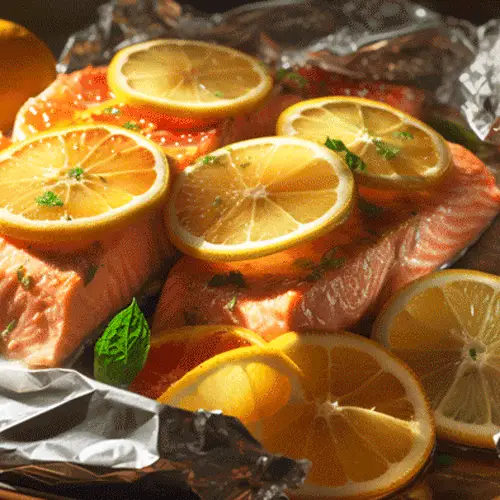 keto salmon recipe in foil packets with lemon