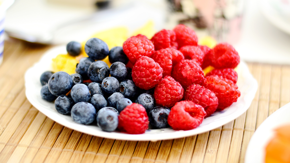 mixed berries on a plate