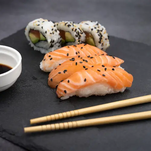 nigiri and sushi on a plate