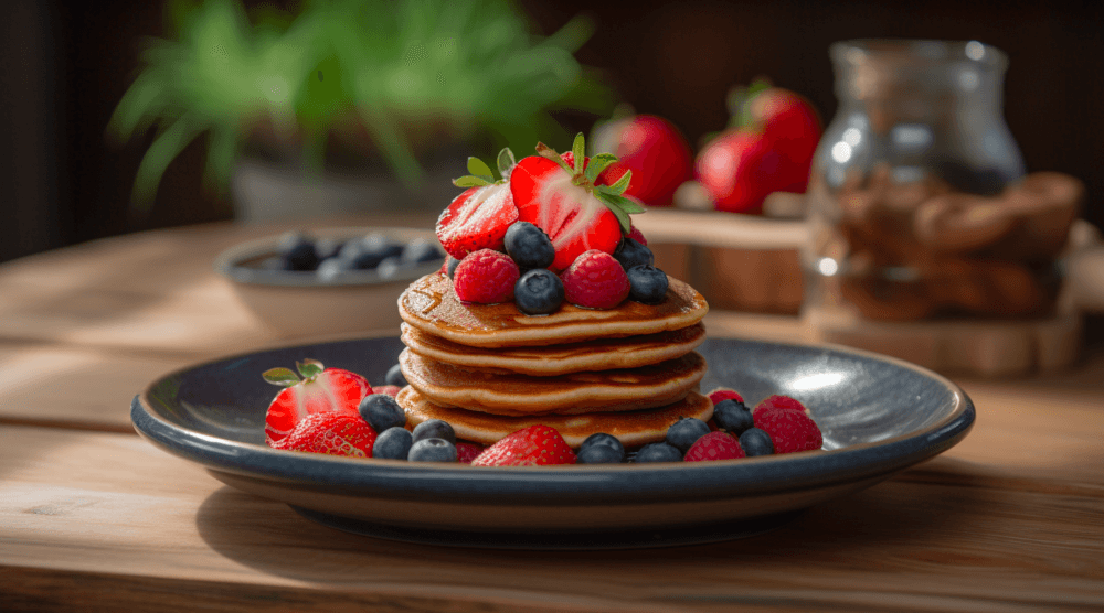 low carb vegan breakfast pancakes on a plate