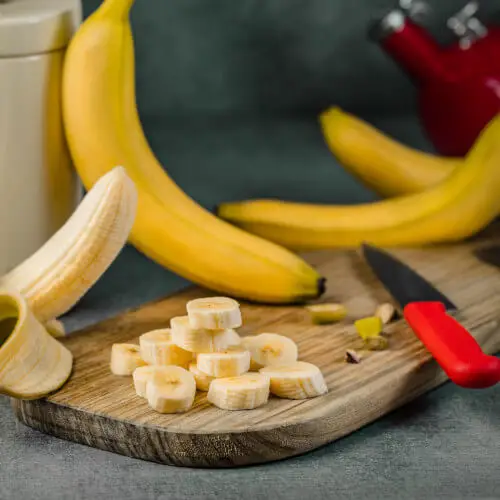 slices of banana on a board