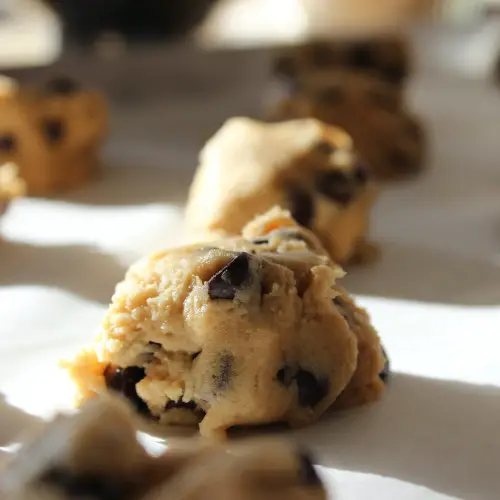 balls of cookie dough on a platter