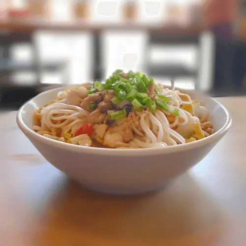 vegan dandan noodles in a bowl