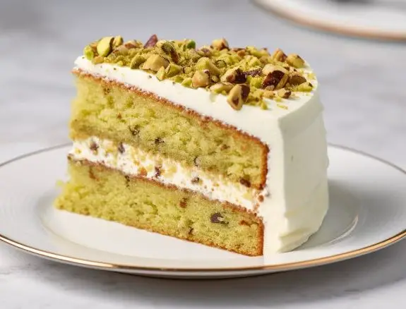 slice of pistachio cake